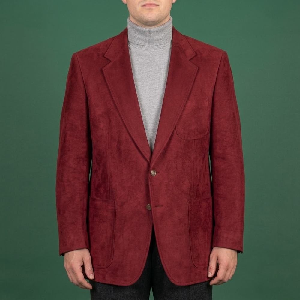 Vintage Neiman Marcus Ultrasuede Blazer Mens L XL Burgundy Sport Coat EUC